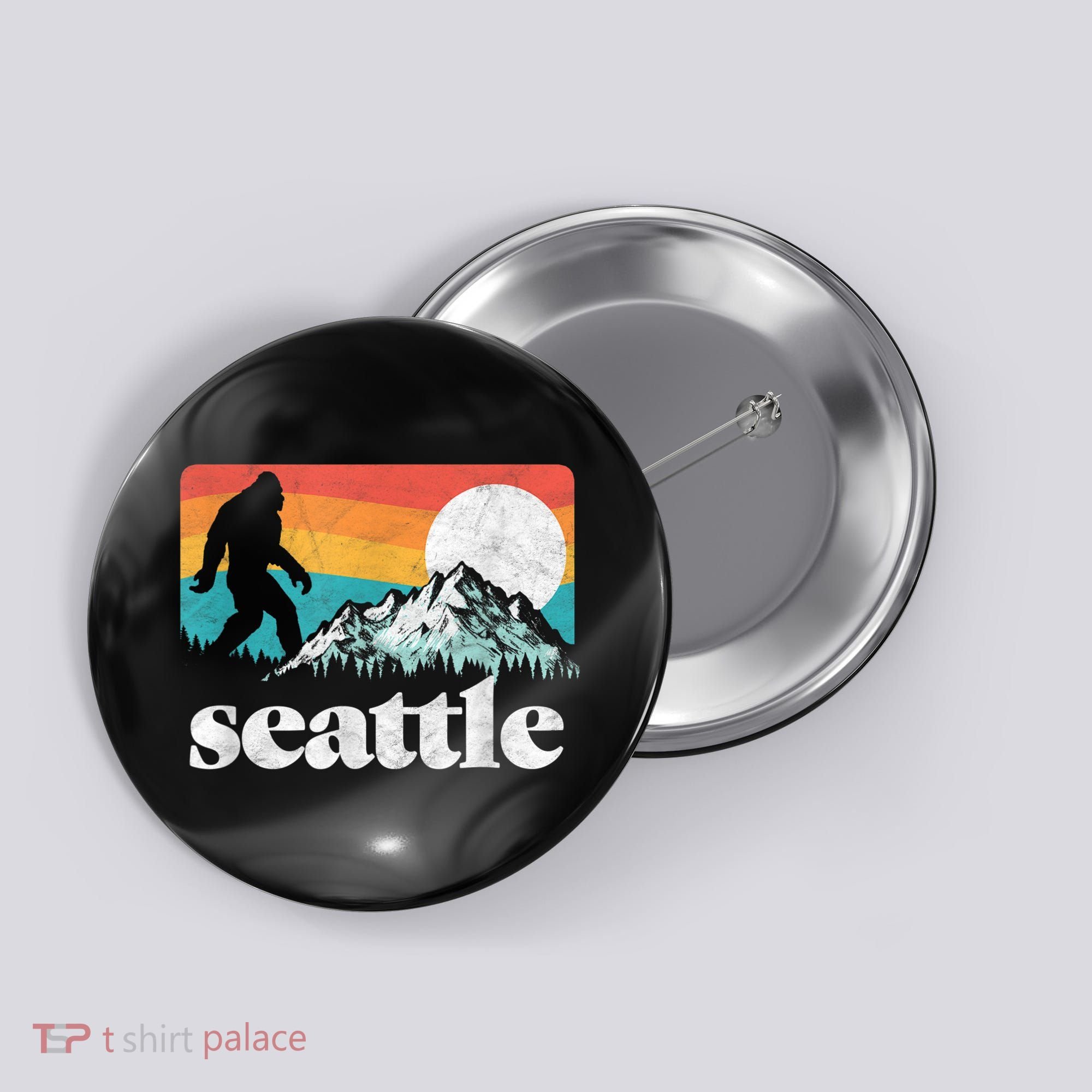 Seattle Washington Bigfoot Mountains Button