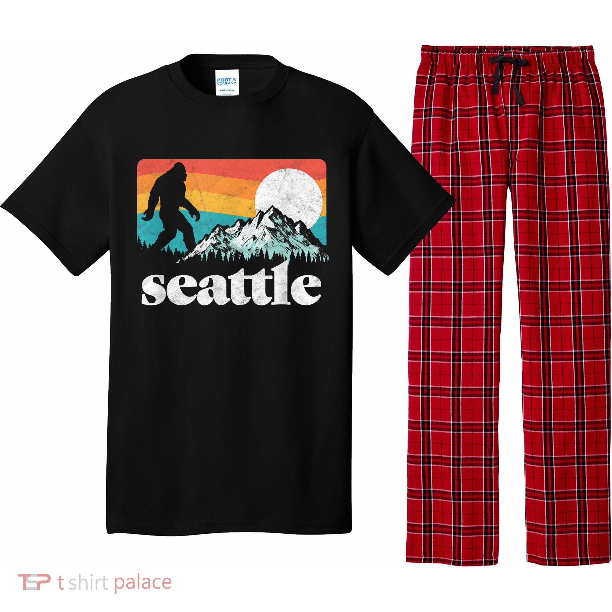 Seattle Washington Bigfoot Mountains Pajama Set
