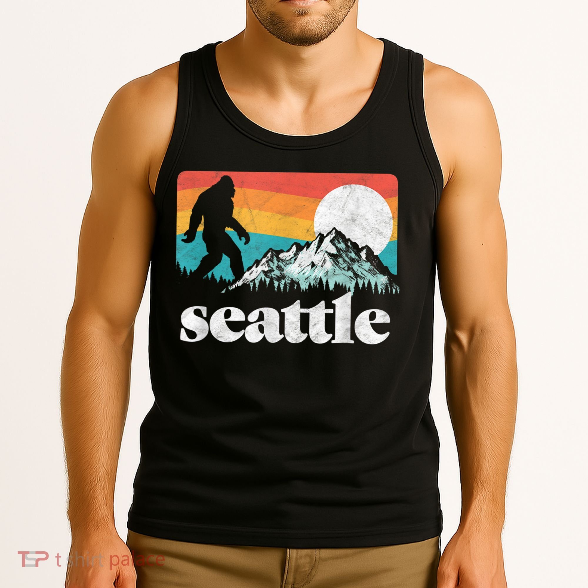 Seattle Washington Bigfoot Mountains Tank Top