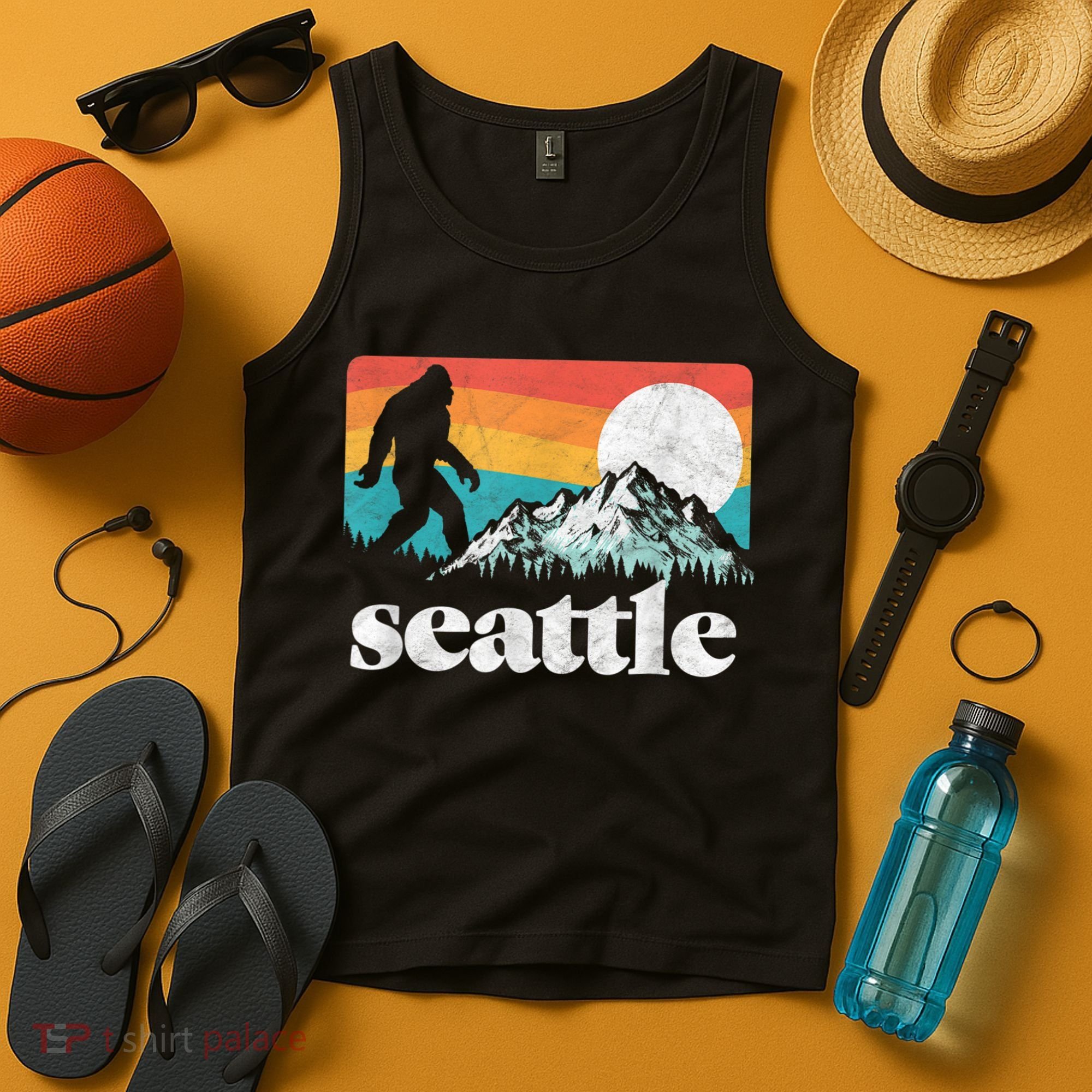 Seattle Washington Bigfoot Mountains Tank Top