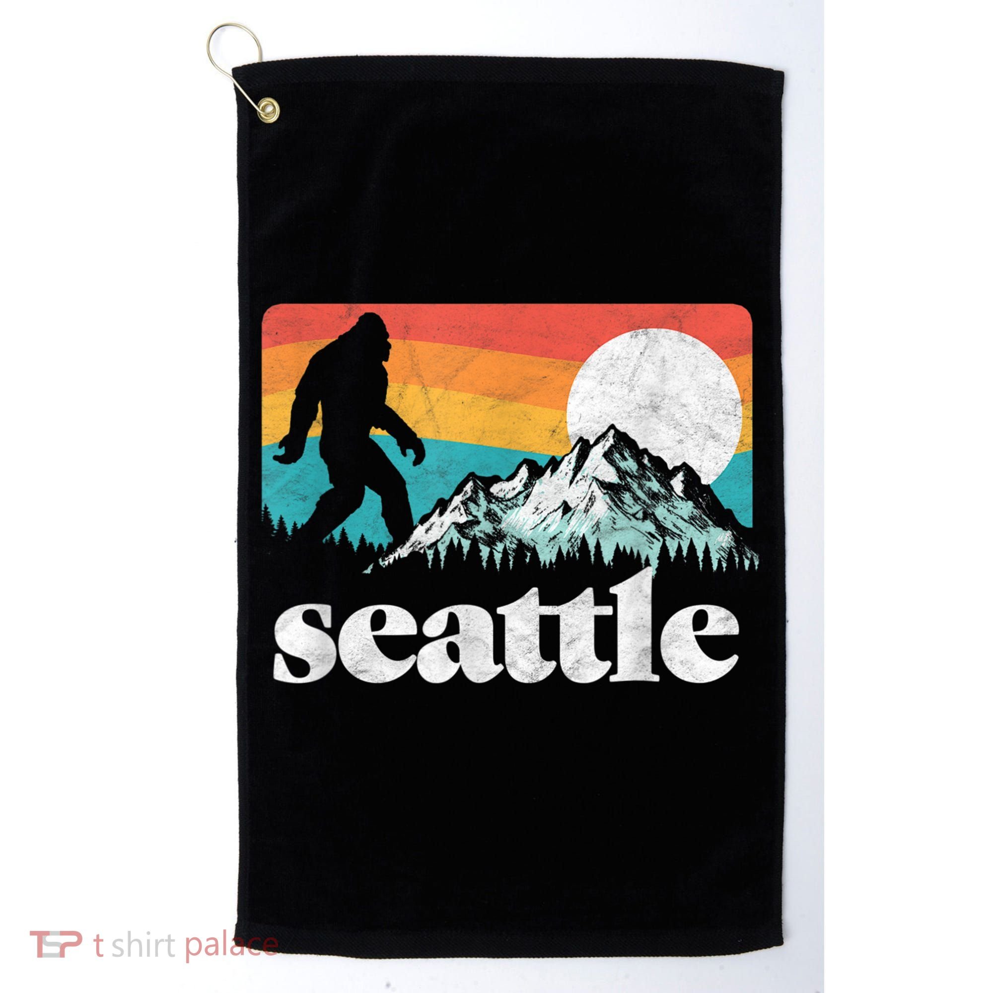Seattle Washington Bigfoot Mountains Golf Towel