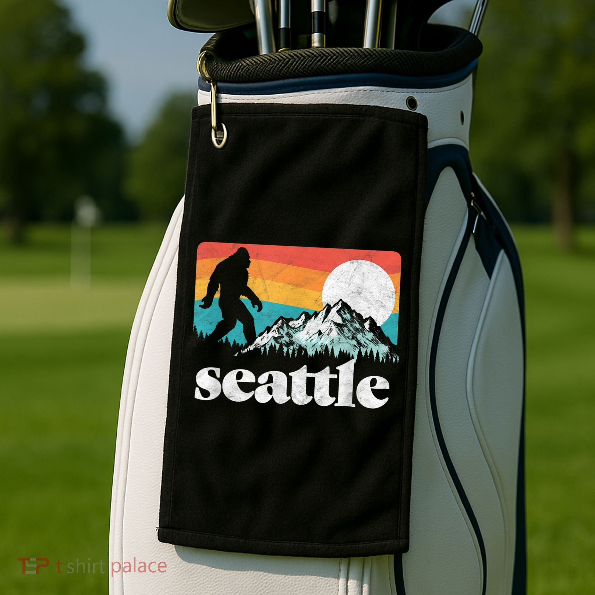 Seattle Washington Bigfoot Mountains Golf Towel