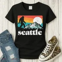 Seattle Washington Bigfoot Mountains Women's T-Shirt thumb 3