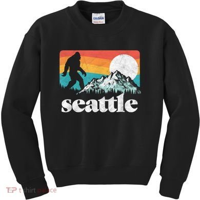 Seattle Washington Bigfoot Mountains Kids Sweatshirt
