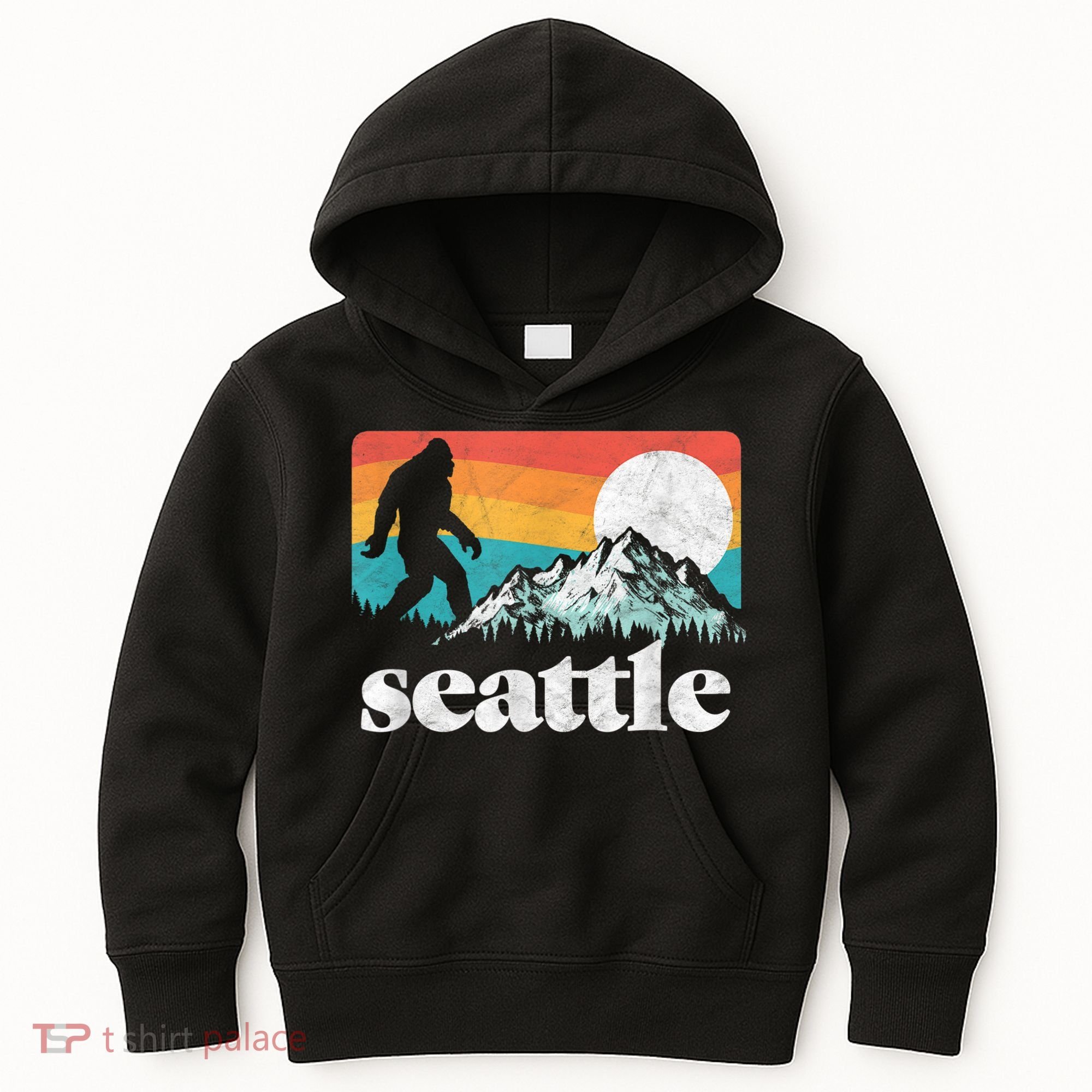 Seattle Washington Bigfoot Mountains Kids Hoodie