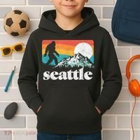 Seattle Washington Bigfoot Mountains Kids Hoodie thumb 2