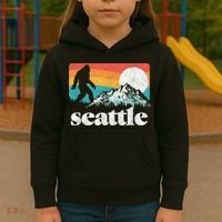 Seattle Washington Bigfoot Mountains Kids Hoodie thumb 3