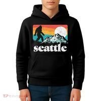 Seattle Washington Bigfoot Mountains Kids Hoodie thumb 4