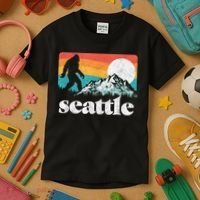 Seattle Washington Bigfoot Mountains Kids T-Shirt thumb 3