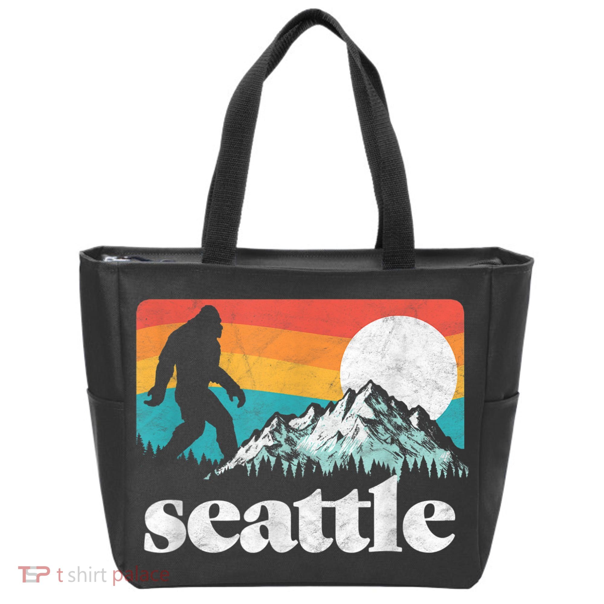 Seattle Washington Bigfoot Mountains Tote Bag