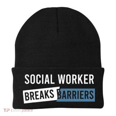 Social Work Breaks Barriers Funny Social Worker Beanie