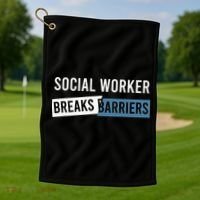 Social Work Breaks Barriers Funny Social Worker Golf Towel thumb 1