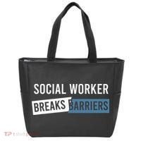 Social Work Breaks Barriers Funny Social Worker Tote Bag thumb 0