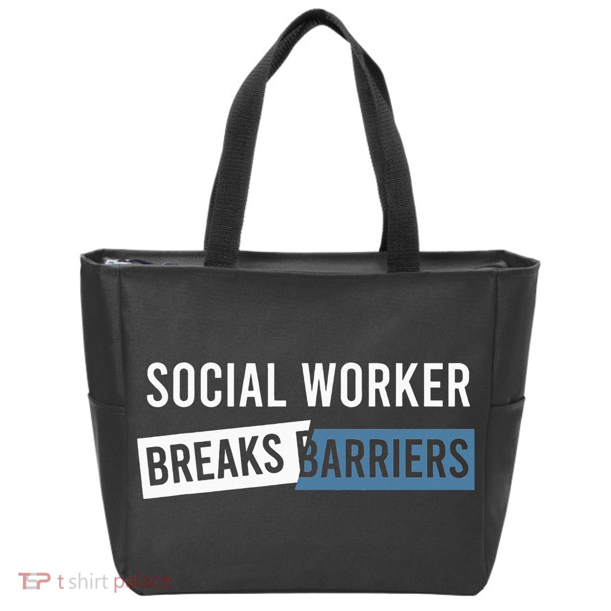 Social Work Breaks Barriers Funny Social Worker Tote Bag