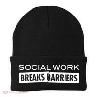 Social Work Breaks Barriers Funny Social Worker Beanie thumb 0