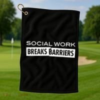 Social Work Breaks Barriers Funny Social Worker Golf Towel thumb 1