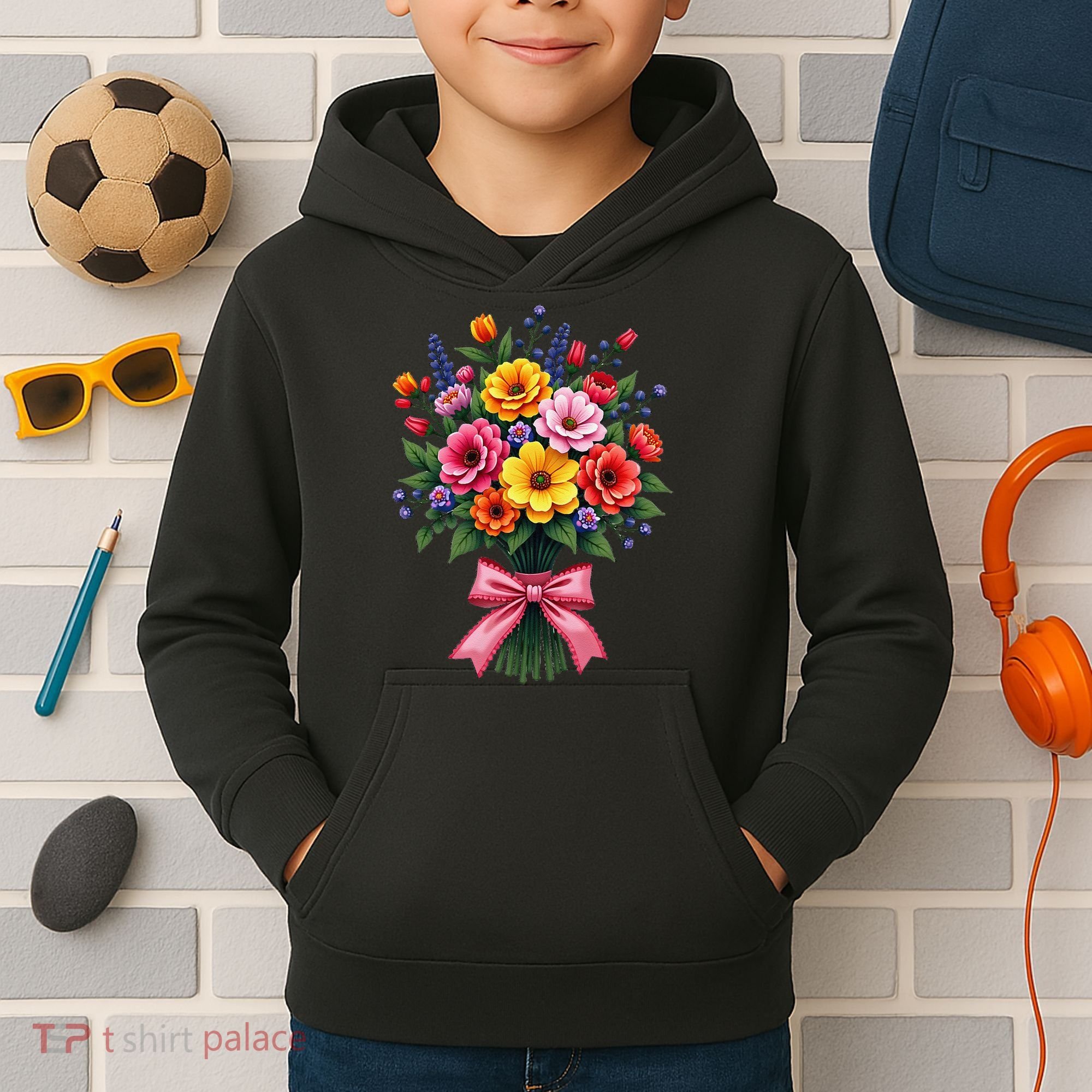 Spring Wildflower Bouquet Floral Arrangement Kids Hoodie
