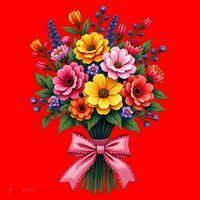 Spring Wildflower Bouquet Floral Arrangement Santa Hat thumb 1