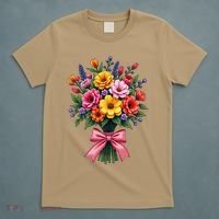 Spring Wildflower Bouquet Floral Arrangement T-Shirt thumb 5