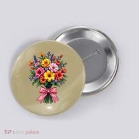 Spring Wildflower Bouquet Floral Arrangement Button thumb 0