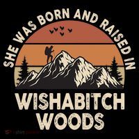 She Was Born And Raised In Wishabitch Woods Funny Retro Saying Coffee Mug thumb 5