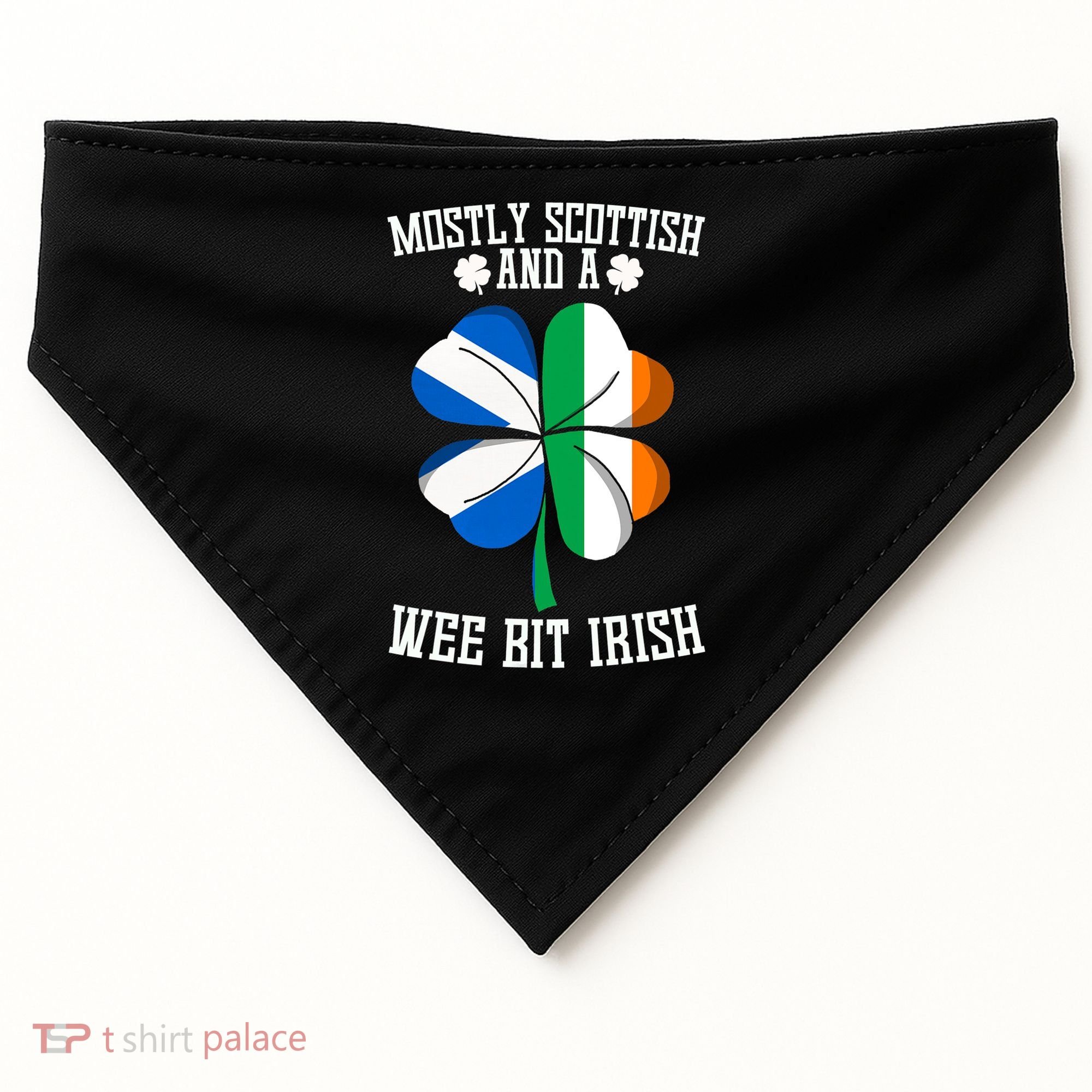Scottish Wee Bit Irish Scotland St Patricks Day Gifts Flag USA-Made Doggie Bandana