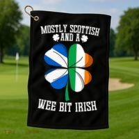 Scottish Wee Bit Irish Scotland St Patricks Day Gifts Flag Golf Towel thumb 1