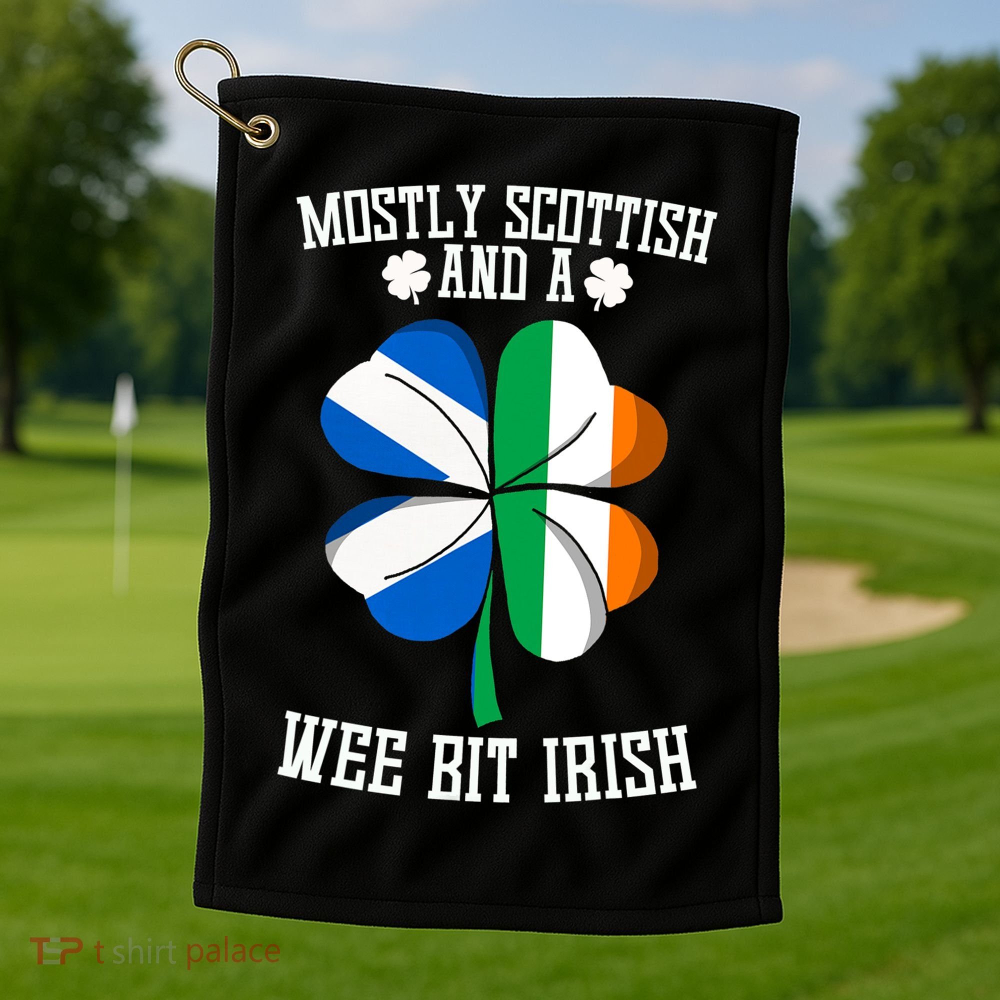 Scottish Wee Bit Irish Scotland St Patricks Day Gifts Flag Golf Towel