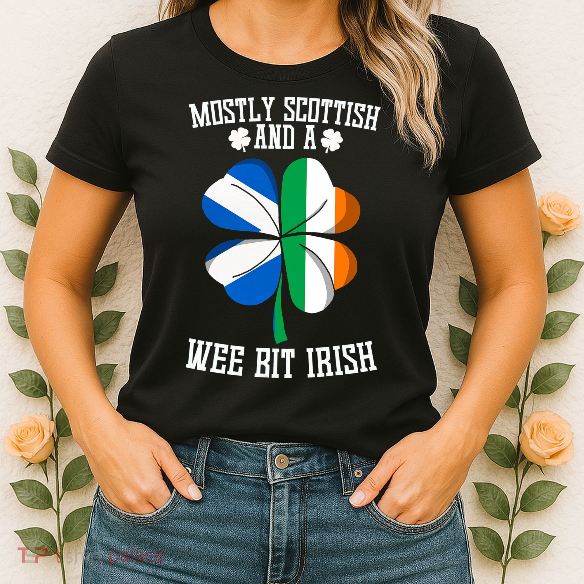 Scottish Wee Bit Irish Scotland St Patricks Day Gifts Flag Women's T-Shirt
