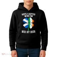 Scottish Wee Bit Irish Scotland St Patricks Day Gifts Flag Kids Hoodie thumb 4