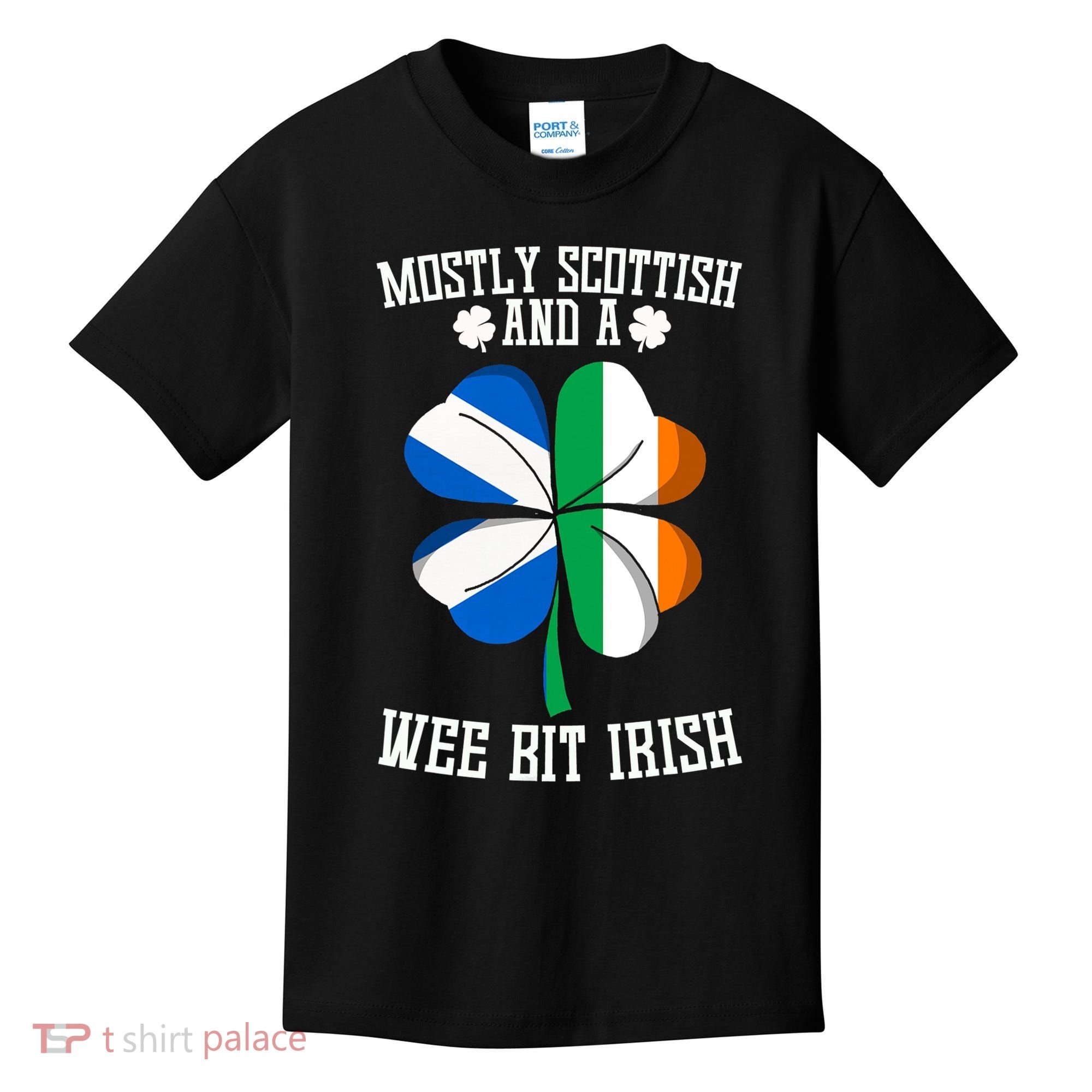 Scottish Wee Bit Irish Scotland St Patricks Day Gifts Flag Kids T-Shirt