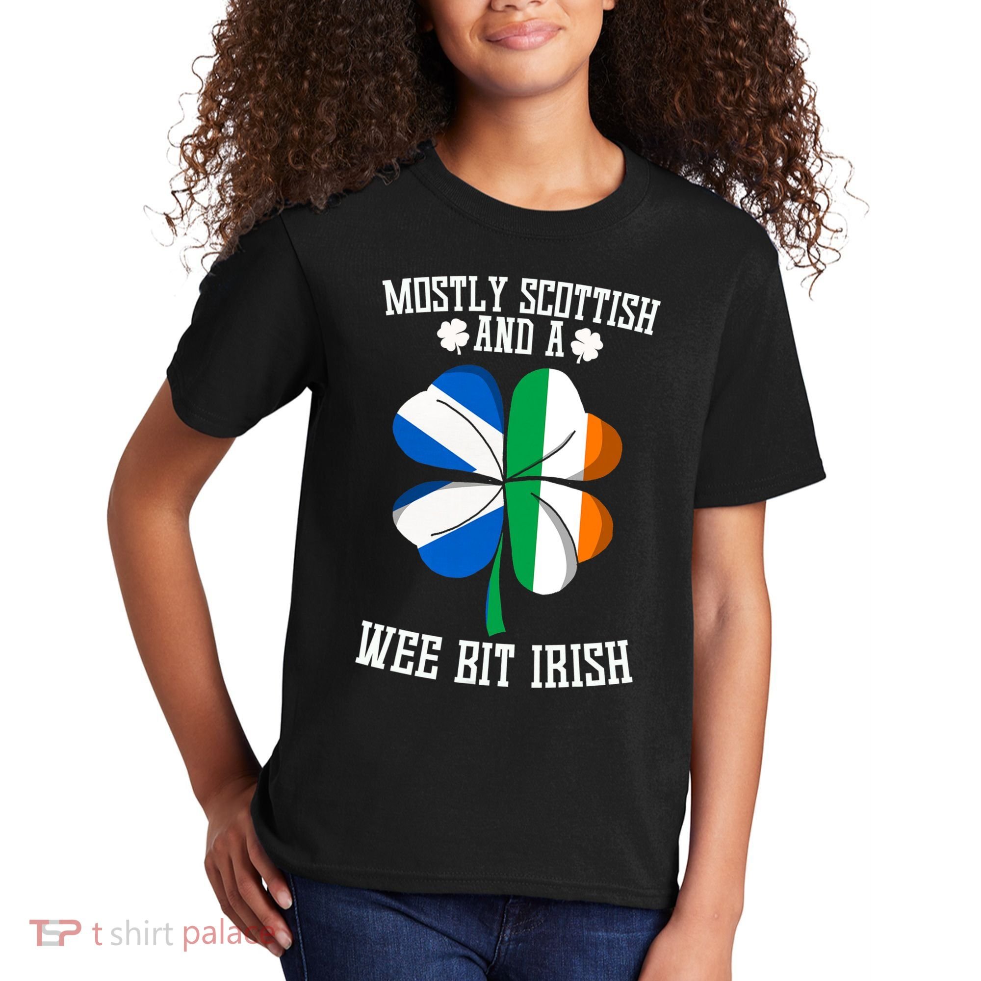 Scottish Wee Bit Irish Scotland St Patricks Day Gifts Flag Kids T-Shirt
