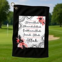 Start With Bismillah And Alhamdulillah Allah Muslim Prayer Cute Gift Golf Towel thumb 1
