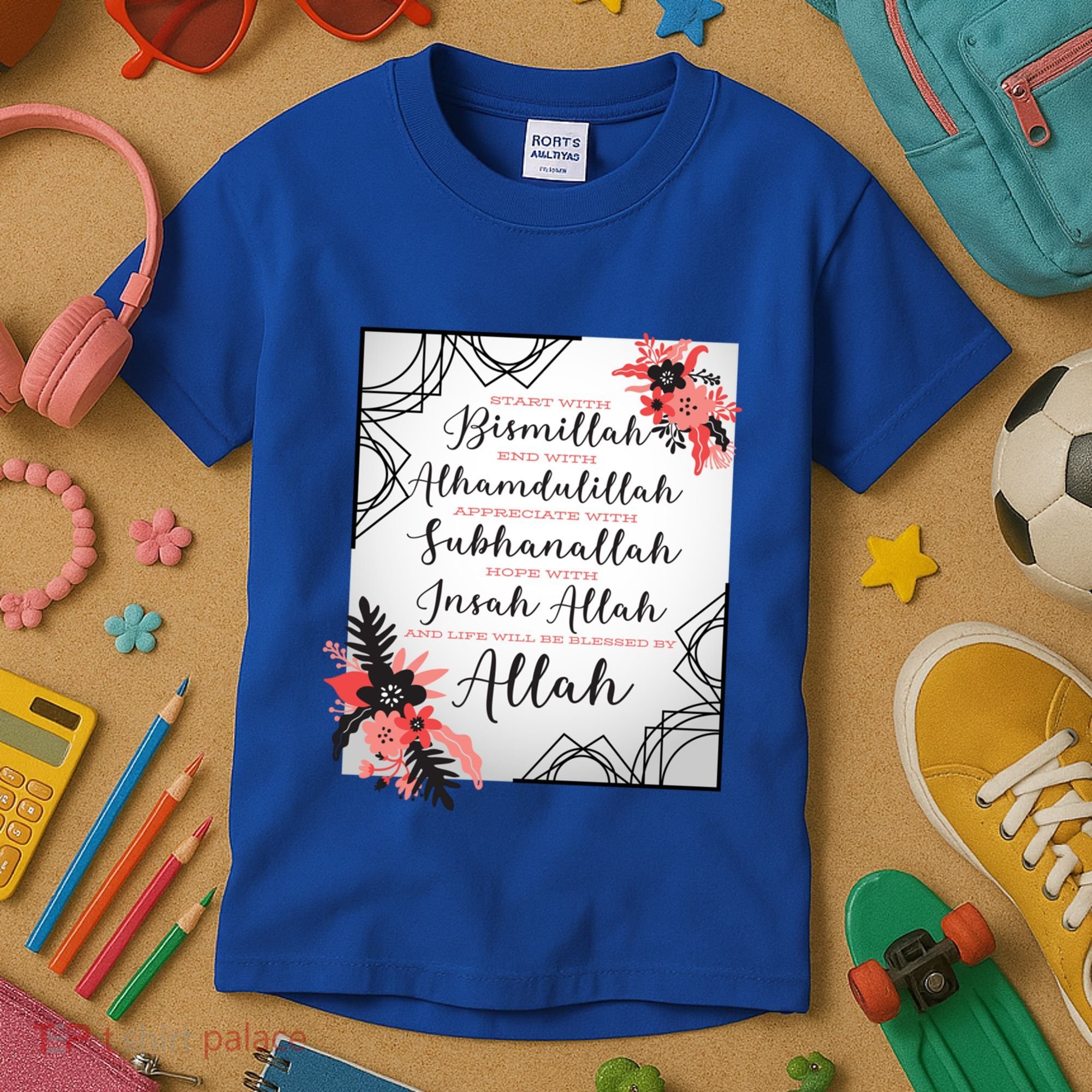 Start With Bismillah And Alhamdulillah Allah Muslim Prayer Cute Gift Kids T-Shirt