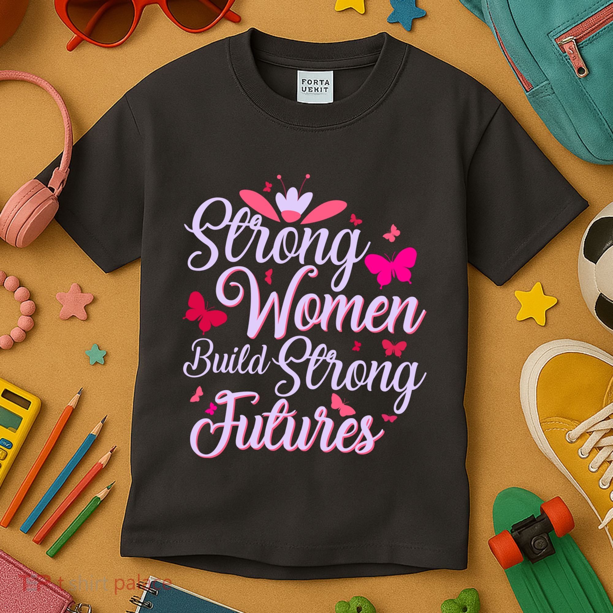Strong Women Build Strong Futures Kids T-Shirt