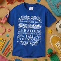 She Whispered Back I Am The Storm Motivational Gift Kids T-Shirt thumb 3