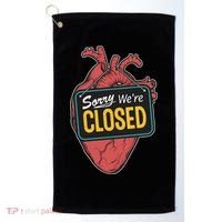 Sorry Were Closed Heart Golf Towel thumb 0