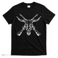 Skull With Crossed Guns And Horns T-Shirt thumb 0