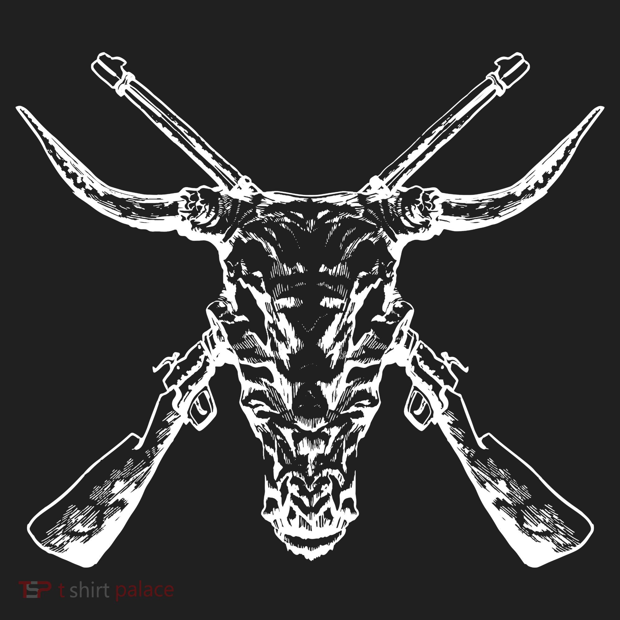 Skull With Crossed Guns And Horns Beanie