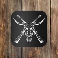 Skull With Crossed Guns And Horns Coaster thumb 0