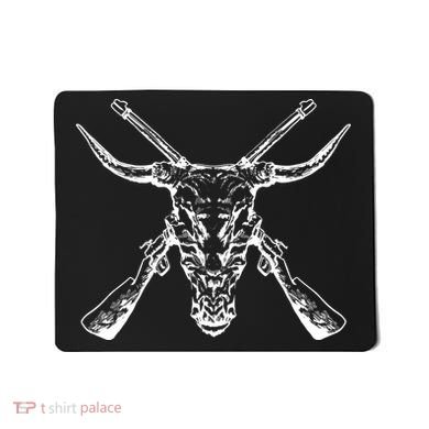 Skull With Crossed Guns And Horns Mousepad