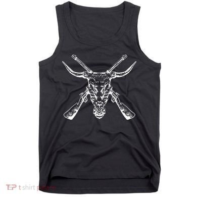 Skull With Crossed Guns And Horns Tank Top
