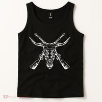Skull With Crossed Guns And Horns Tank Top thumb 2