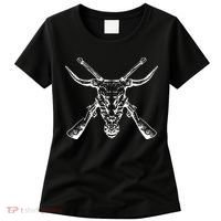 Skull With Crossed Guns And Horns Women's T-Shirt thumb 0