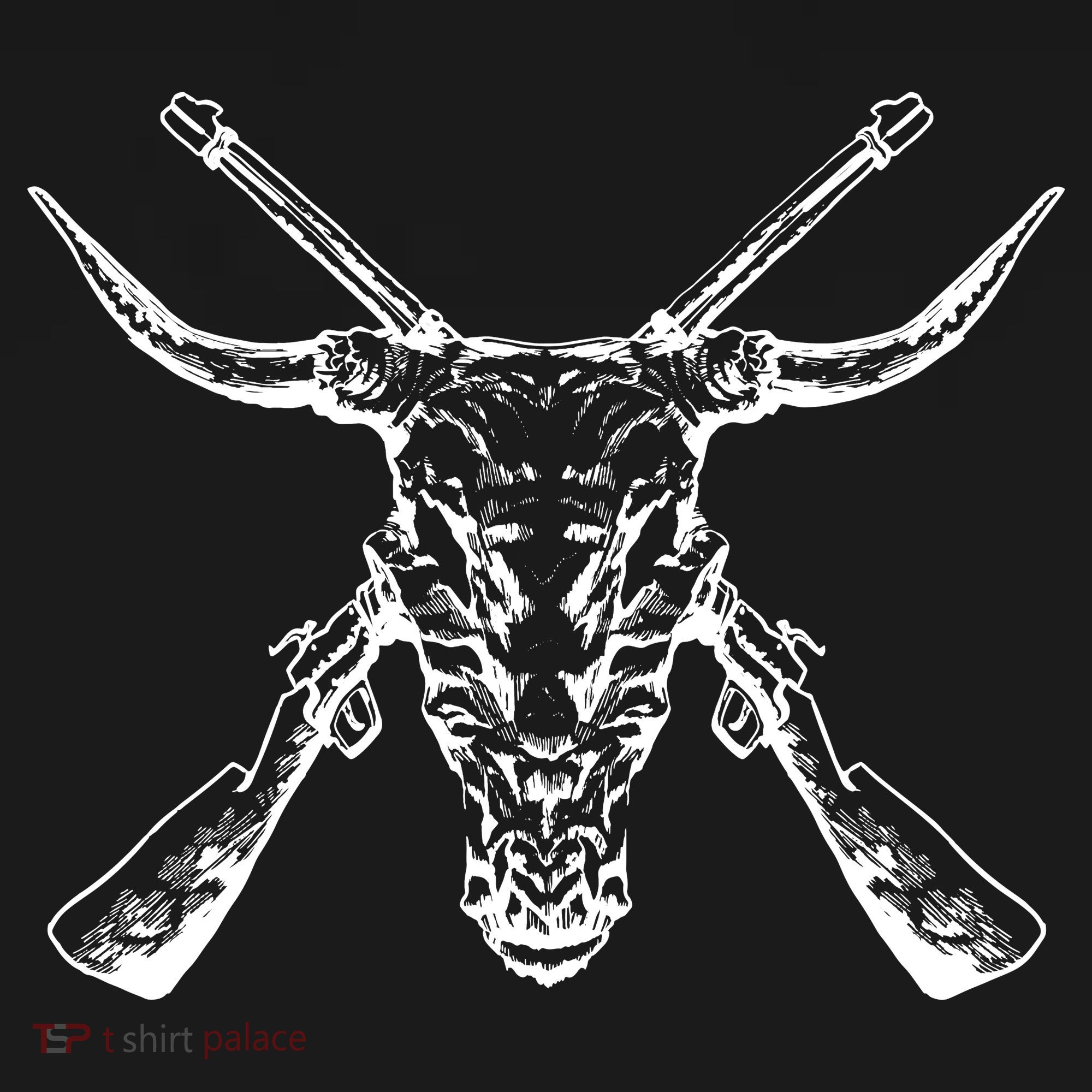 Skull With Crossed Guns And Horns Tote Bag