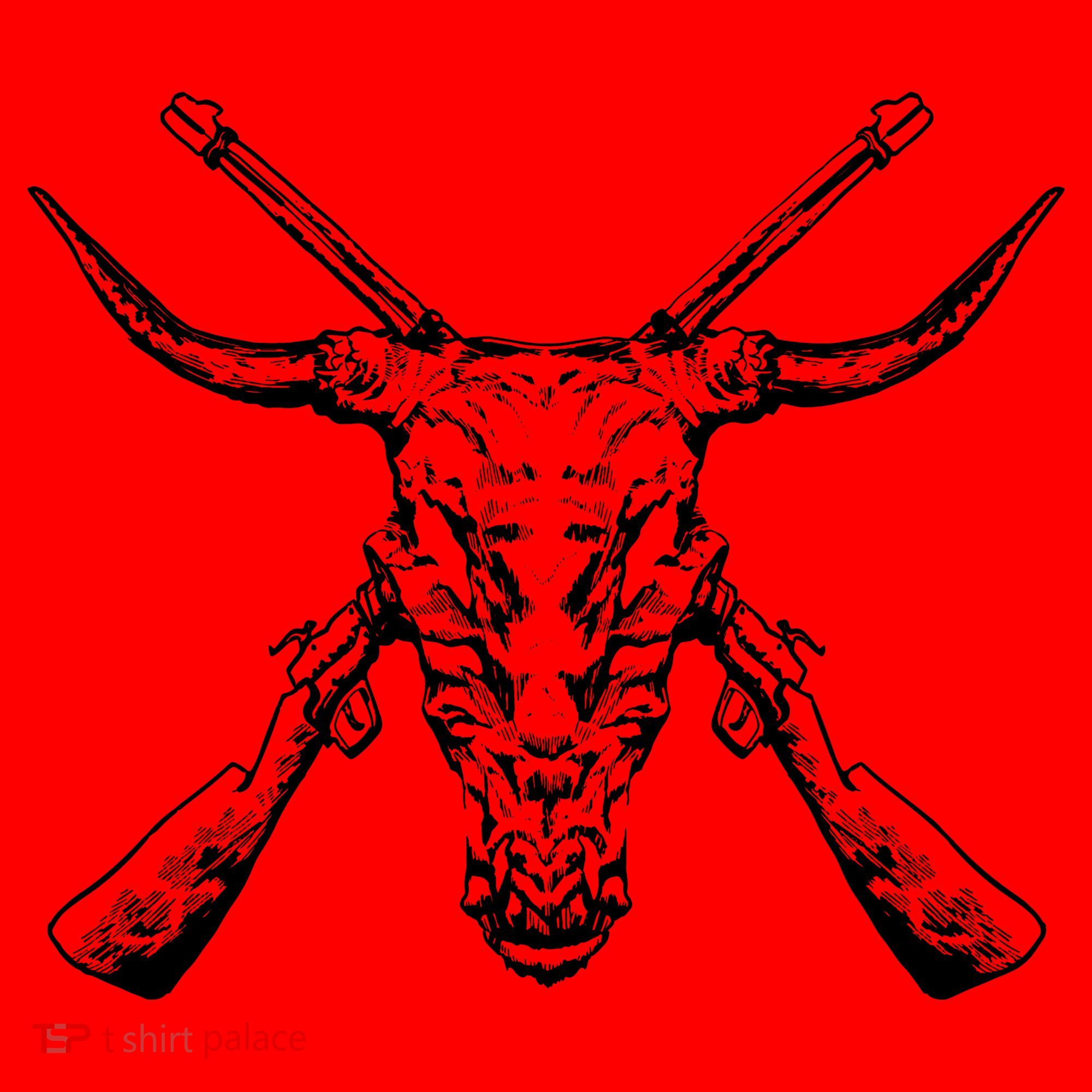 Skull With Crossed Guns And Horns Santa Hat