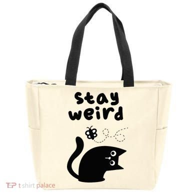 Stay Weird Cat Tote Bag