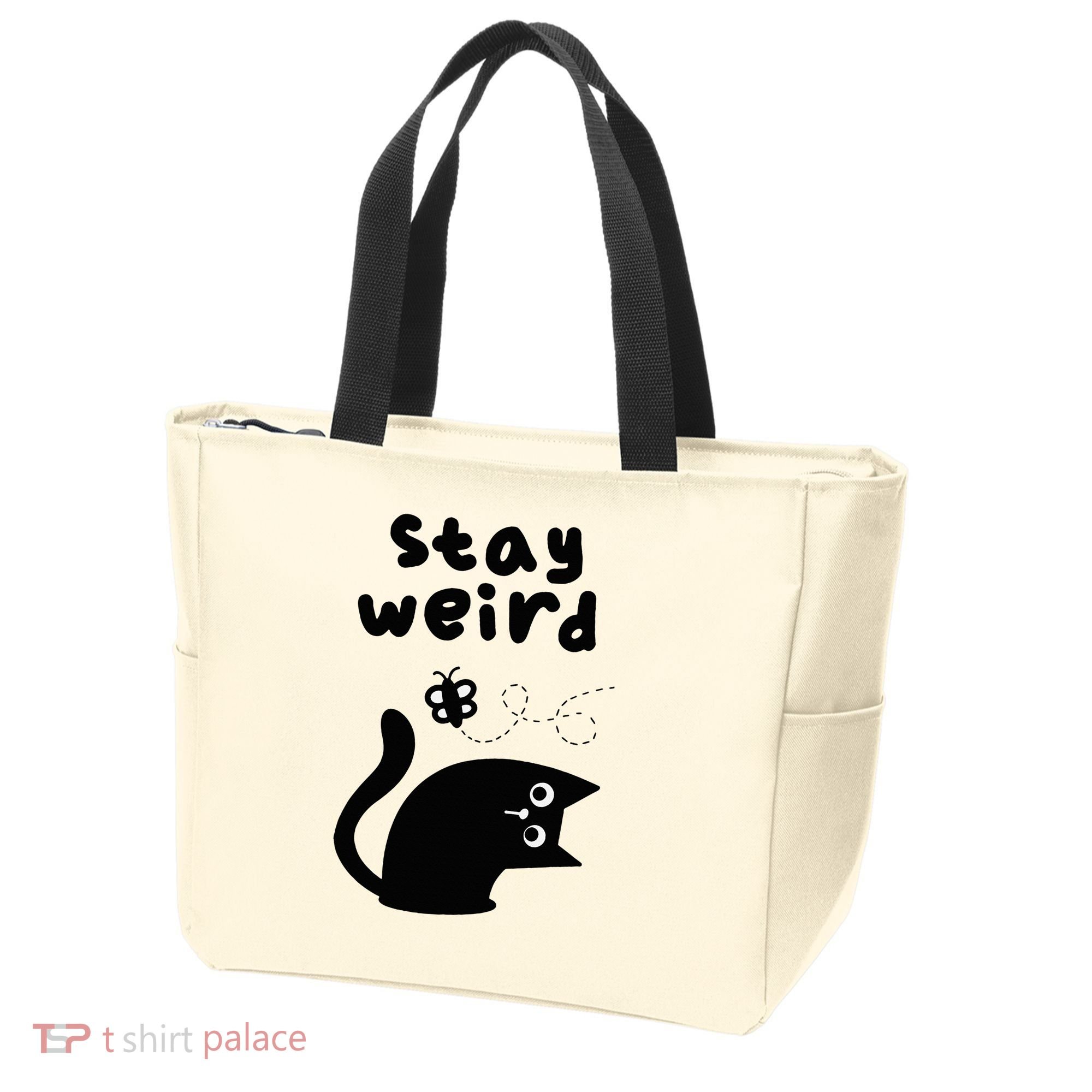 Stay Weird Cat Tote Bag