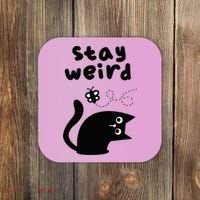Stay Weird Cat Coaster thumb 0