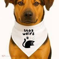Stay Weird Cat USA-Made Doggie Bandana thumb 1